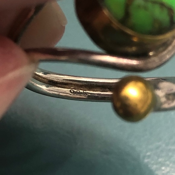 Sterling silver Green turquoise ring - Picture 3 of 3